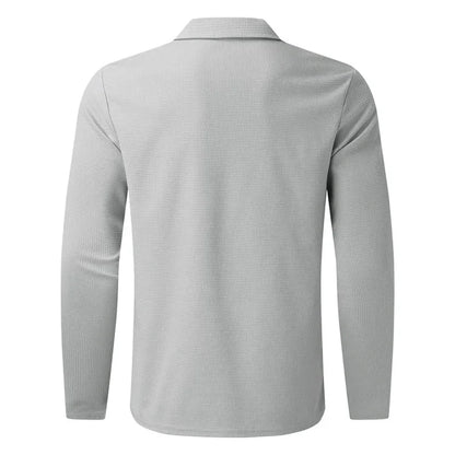 2024 men's new waffle long-sleeved lapel zipper cardigan casual sports suit