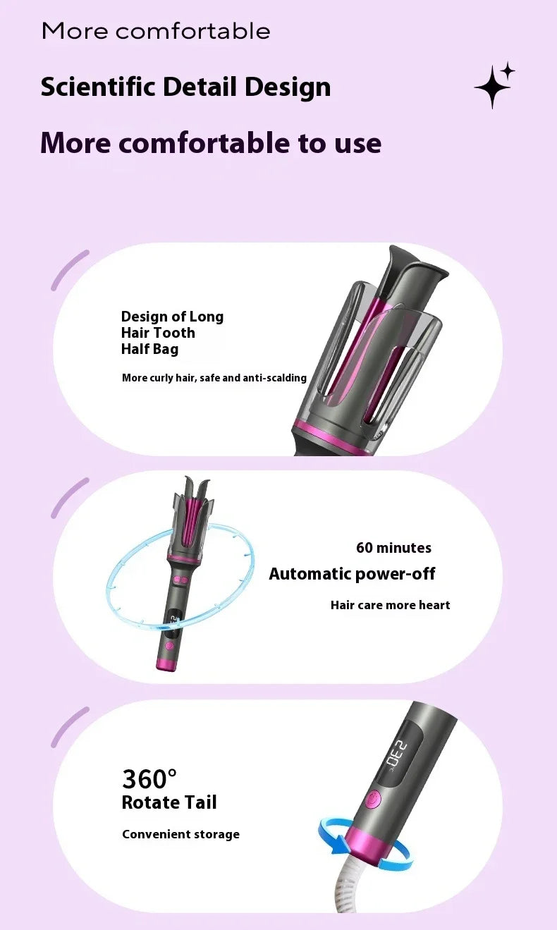 Automatic Curling Iron 32MM Double Slot Negative Ion Portable Hair Curler Constant Temperature Anti Hot Styler for Travel