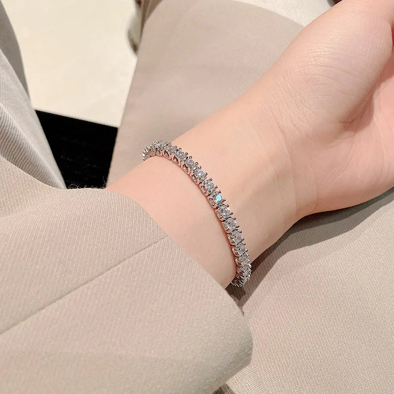 Luxury 0.2ct 3.5mm Full Moissanite Tennis Bracelet for Women Wedding Party Fine Jewelry Real 925 Sterling Silver Bracelets