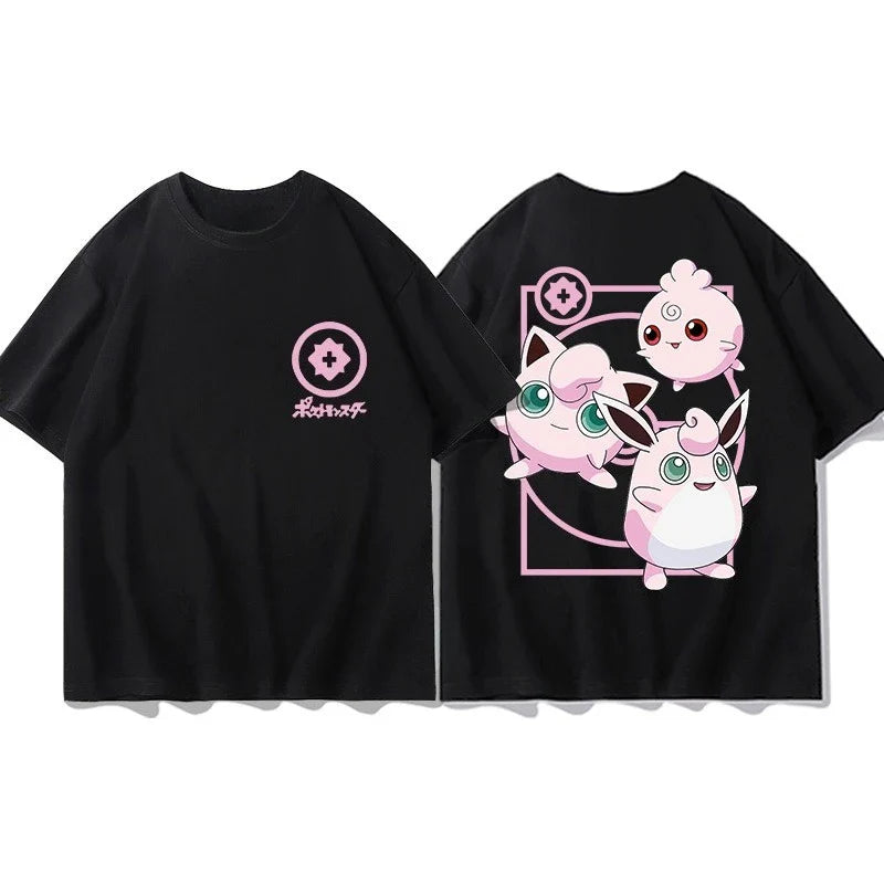 Short Sleeve T-Shirt Gengar Psyduck Mewtwo Printed Men's Boys and Girls Summer New Fashion Top