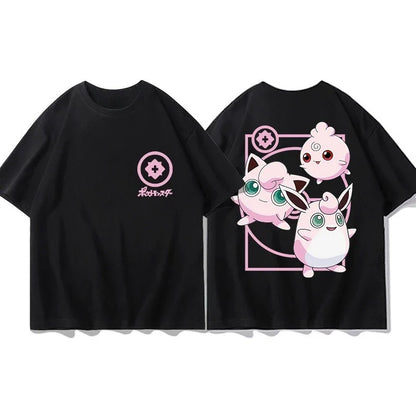 Short Sleeve T-Shirt Gengar Psyduck Mewtwo Printed Men's Boys and Girls Summer New Fashion Top