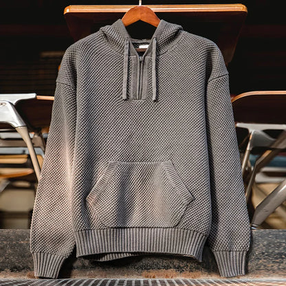 Casual Knit Sweater Half-zip Basics Hoodies for Men Autumn Winter Fashion Brand Pullovers Warm Hooded Sweatshirt Tops