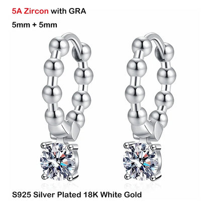Real 0.5CT 5mm D Color Moissanite Drop Earrings for Women S925 Silver Plated PT950 Pass Diamond Test Earring Fine Jewelry