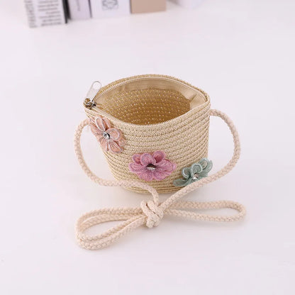 little girls summer straw sun hats and straw shoulder bags