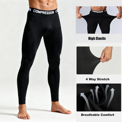 Men's Compression Leggings High Elastic Quick Dry Breathable Sports Base Layer for Gym Running Basketball Workout