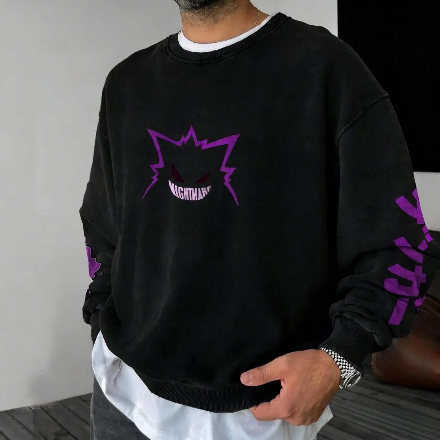 Anime Printed Round Neck Hoodie 2026 Men's and Women's Autumn/Winter New Style Harajuku Daily Casual Parent Child Top
