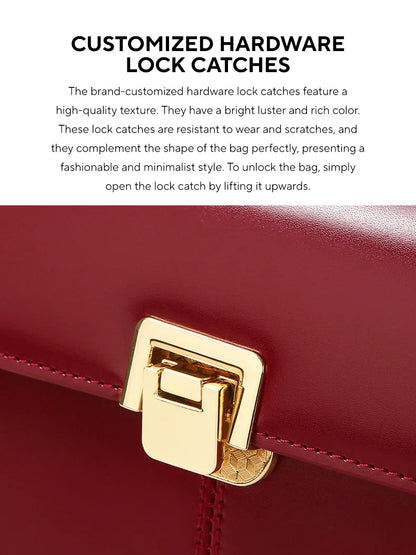 Genuine Leather Handbag with Scarf | Luxury Designer Trendy Shoulder Bag Solid Color Commuting Bag | bags for women gift