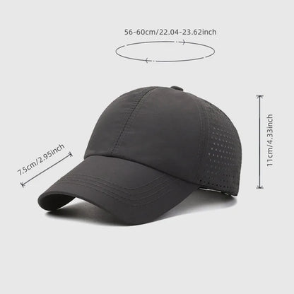 Summer Outdoor Black Sports Dry Fit Baseball Caps Breathable Mesh Hiking Hunting Cap Solid Color Adjustable Fitted Cap