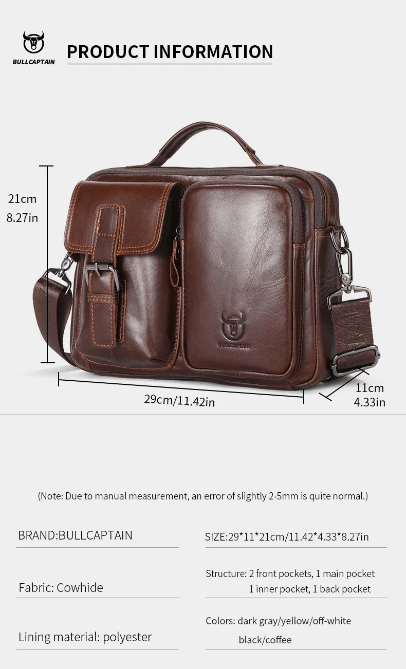 New Genuine Leather Men Crossbody Bag Male Briefcase Messenger Bag Casual Business Briefcase Style Men Shoulder Bag