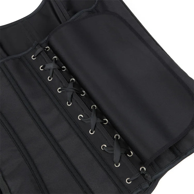 Corsets Bustiers for Women Overbust Corset Top Corselet Sexy Satin Lace up Zipper Corsetto Shaper Gothic Korsett Black