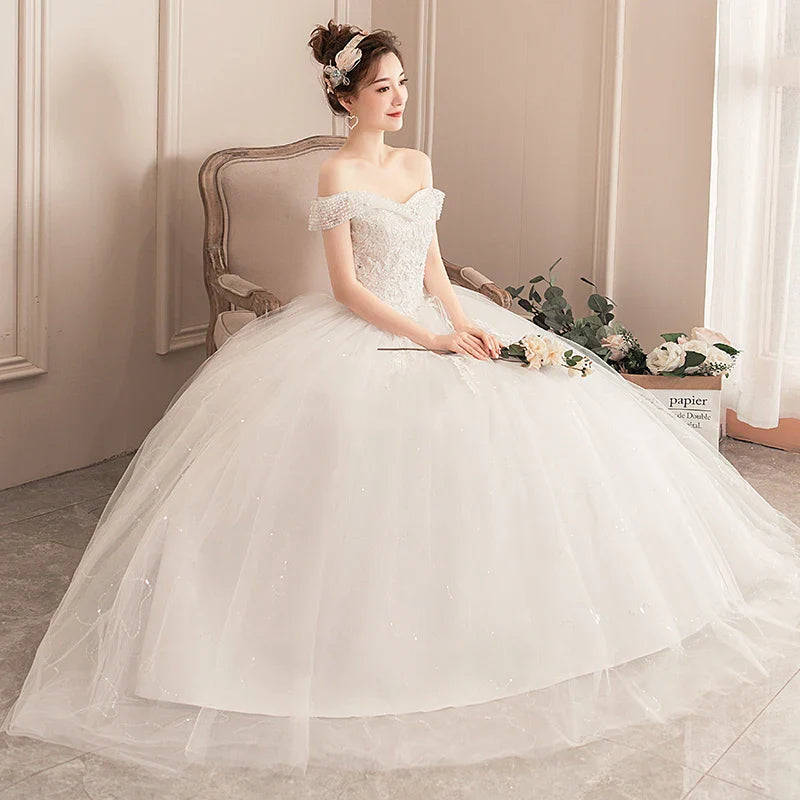 Wedding Dress Wholesale Lace up Embroidery Bride Marriage Dresses White Ball Gown Factory Christmas Carnival Plus Size