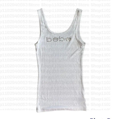 Vintage Sleeveless Tank Top Letters Summer Print Personality Crop top Sleeveless Slim Streetwear Punk Y2K Baby Tee Short Sleeve
