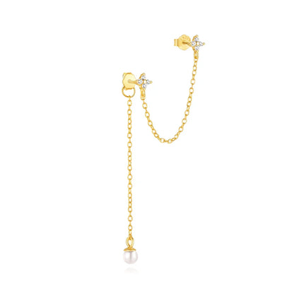 S925 Sterling Silver Petals Stud Earring Microinlaid Colorful Cubic Zirconia Chain Tassel Earrings For Women Dangle Earring