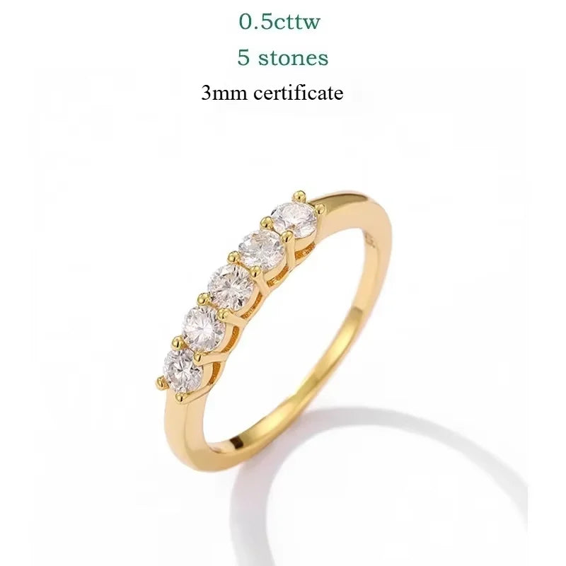 0.7CT 3mm Gemstone Moissanite Rings for Women S925 Silver Matching Wedding Diamonds Band Stackable Ring White Gold Gift