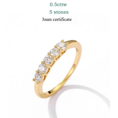 0.7CT 3mm Gemstone Moissanite Rings for Women S925 Silver Matching Wedding Diamonds Band Stackable Ring White Gold Gift