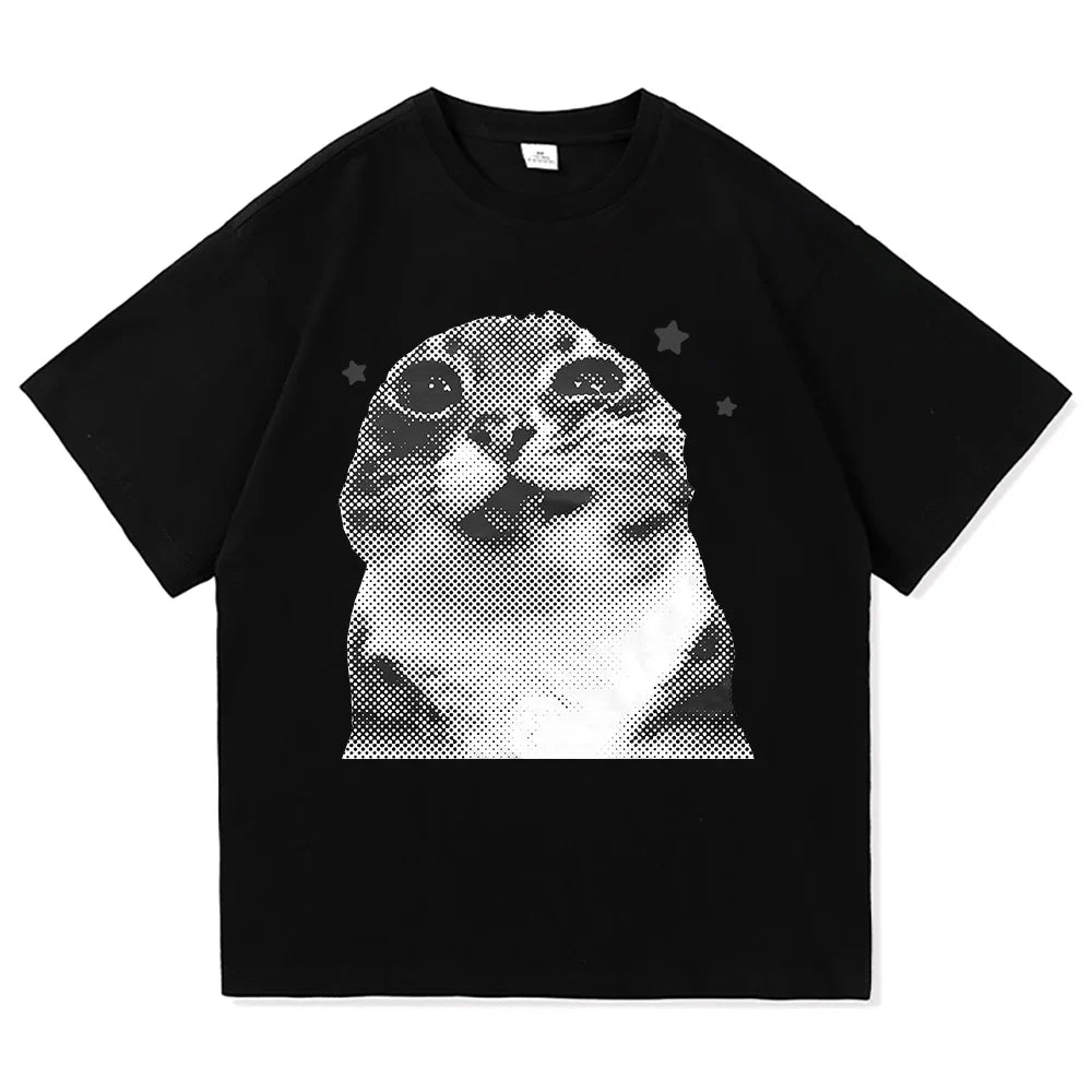Y2k Funny Cat Meme T Shirt I Do Not Think Therefore I Do Not Am Men_women Clothing Harajuku High Quality Tops Cotton Tshirts