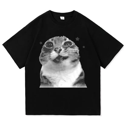 Y2k Funny Cat Meme T Shirt I Do Not Think Therefore I Do Not Am Men_women Clothing Harajuku High Quality Tops Cotton Tshirts