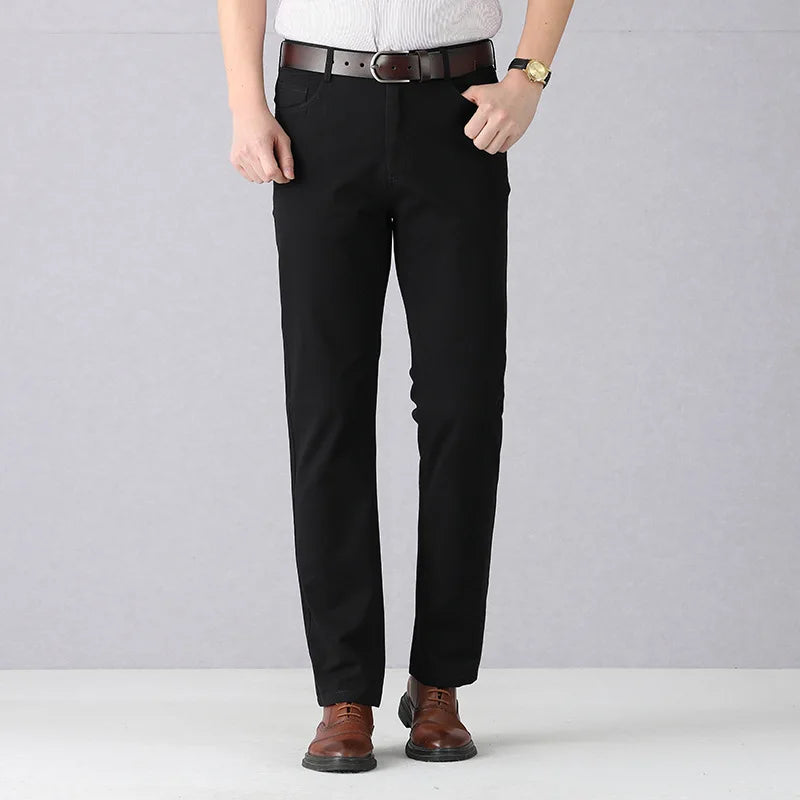 Dayton Olive Stretch Chinos:Mens Suit Pants Cotton Casual Stretch Male Trousers Long Straight High Quality Dress Pants 40 42 44