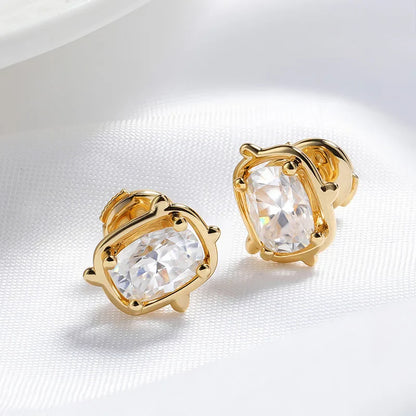 Trendy 18k Plated All 2CTTW Moissanite Stud Earrings for Women Unique Wedding Party Birthday Gift S925 Sterling Silver