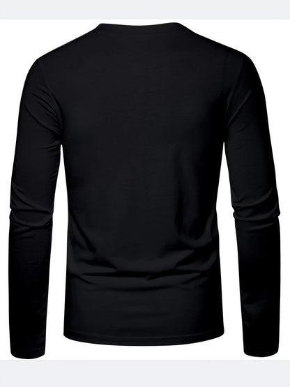 Fashionable California Pattern Print Men's 100% Cotton Loose and Comfortable Sports and Leisure Round Neck Long Sleeve T-shirt