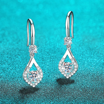 Each 0.5CT D Color Genuine Moissanite Drop Earrings for Women Water Drop Luxury Wedding Jewelry 925 Sterling Silver