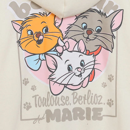 Cute Marie Cat Fleece Hooded Sweatshirt Winnie the Pooh Embroidery Zip Up Hoodies Jacket Women Casual Cartoon Jumper Top