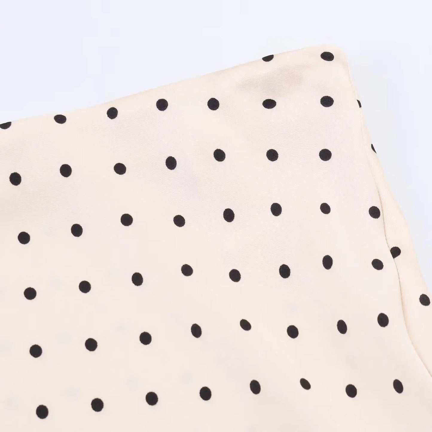 Elegant Women's Polka Dot Satin Midi Skirt High Waist Asymmetrical Hem Flowy Slip Skirt