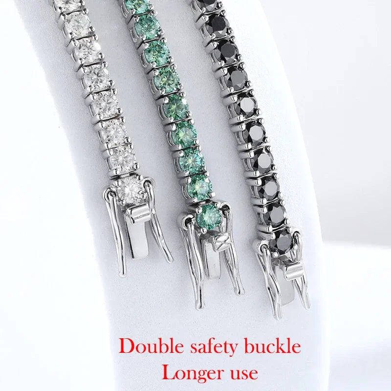 3/4/5mm Pass Diamond Test Moissanite Tennis Bracelets for Women Men Original 925 Sterling Silver Bangles with Certificate