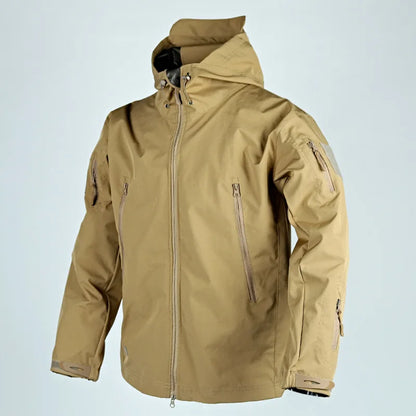 Men's Military Tactical Jackets Full Zip Shark Skin Soft Shell Tactical Waterproof Windbreaker Outdoors Hiking Hooded Coat S-4XL