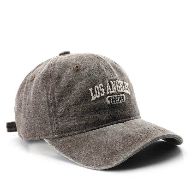 Personality female wash do old letter embroidery LOS ANGELES 1850 cap outdoor male sports travel sun protection baseball cap