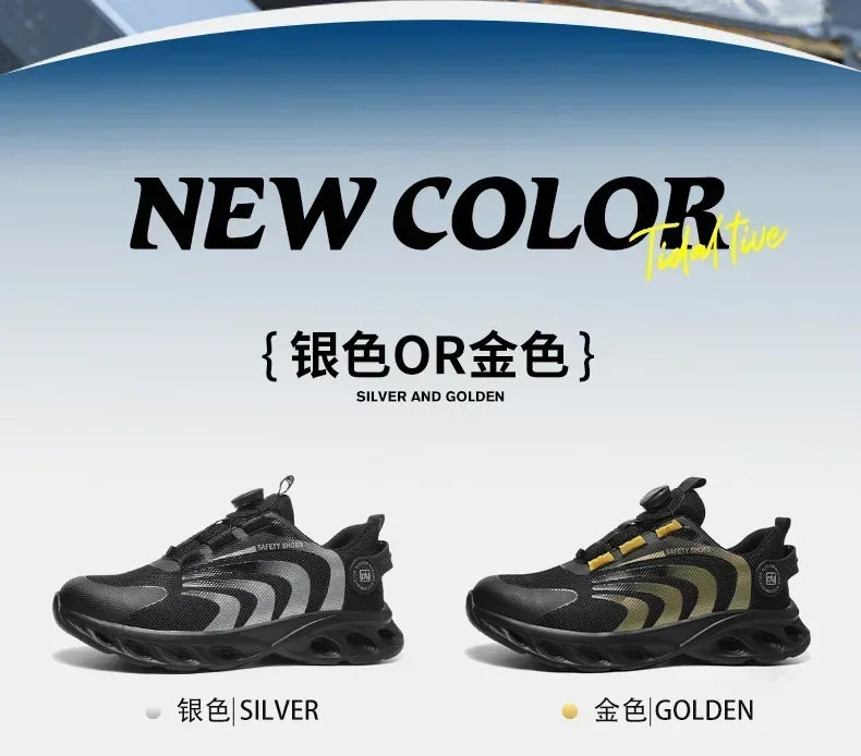 New Safetys Shoe Rotating Button Work Shoes Men Anti-smash Anti-puncture Shoes Fashion Men Sport Shoes Security Protective Boots