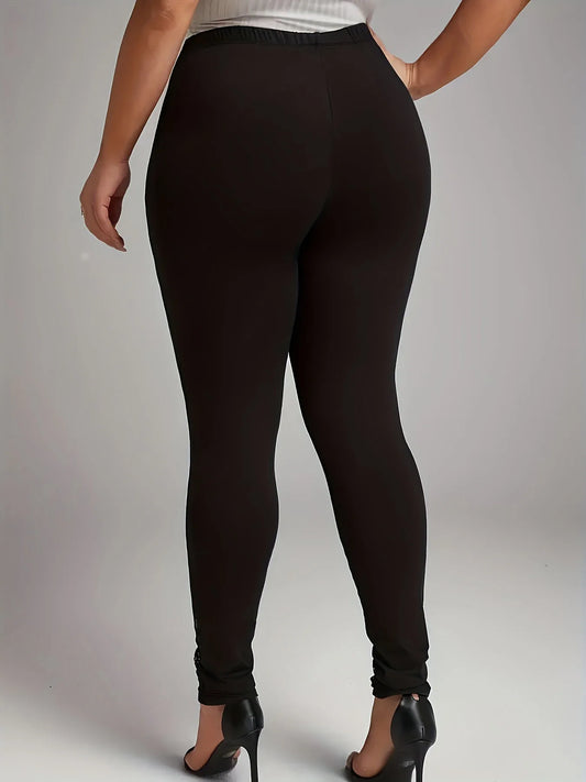 Legging feminina com retalhos de renda e design vazado contrastante