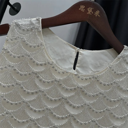 Bling Bling Sequined Tanks Tops Women Fashion Heavy Industry Double-sided Beaded Vest Vacation Leisure Beaded  Chiffon Top