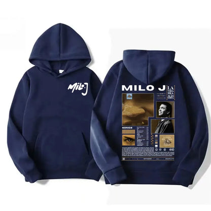 Rapper Milo J Oversized Hoody Album La Vida Era Mas Corta Print Hoodie Men Women Harajuku Pullover Long Sleeves Thick Sweatshirt