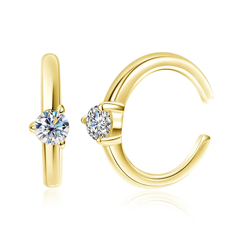 3mm D Color Real Moissanite Clip Earrings for Women Girls Adjustable Jewelry 100% S925 Sterling Silver Plated 18k