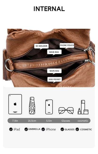 Hot Luxury Bag Women's PU Leather Crossbody Bag Retro Luxury Handbag Fashion Motorcycle Bag Brand Fashion Crossbody Bag