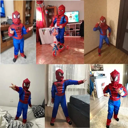 Peter Parker Muscle Costume Red Suit Halloween Cosplay Ultimate Movie Characters Party Christmas New Year Gift
