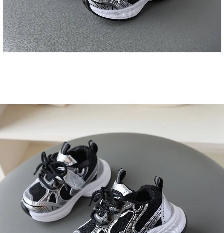 Girls' Sports Shoes 2025 New Style Soft Sole Children's Casual Shoes Fashionable Breathable Stripe Dad Shoes for Kids Boy