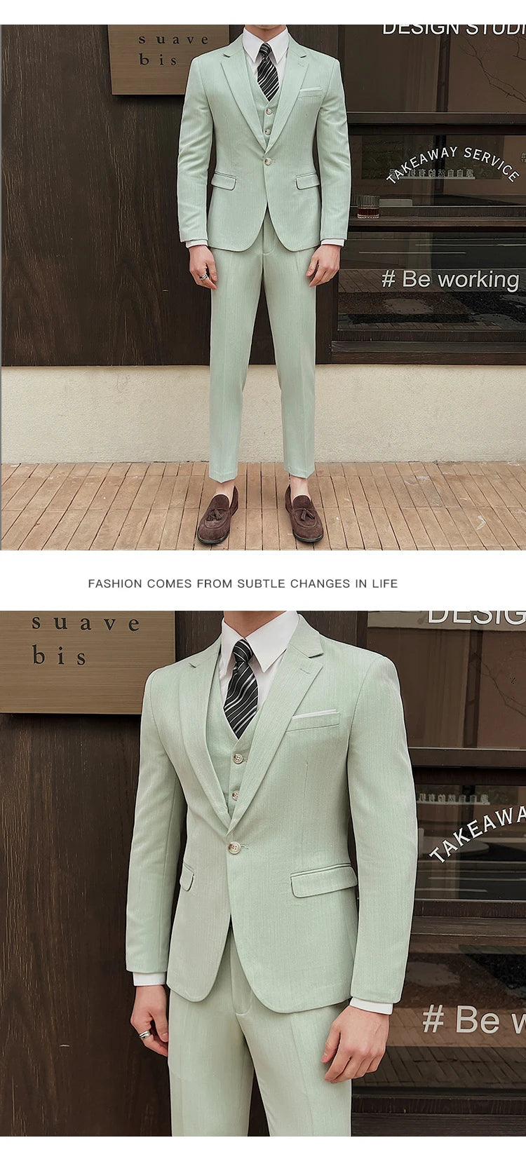 ( Jacket + Vest + Pants ) High-end Men's Slim Business Casual Suit Groom Wedding Dress Party Suit Blazers Waist Coat Trousers