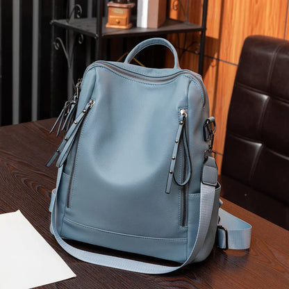 Large capacity retro style soft women's backpack, convertible shoulder bag, perfect for commuting and travel