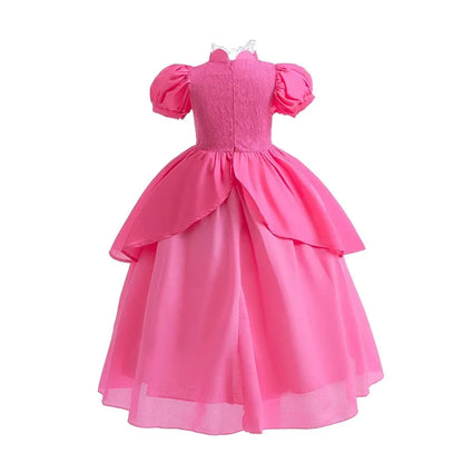 2025 Odyssey Plumber Bros Video Game Role Playing Girl Peach Princess Dress Movie Luigi with Peach Adventure Cosplay Party Dress