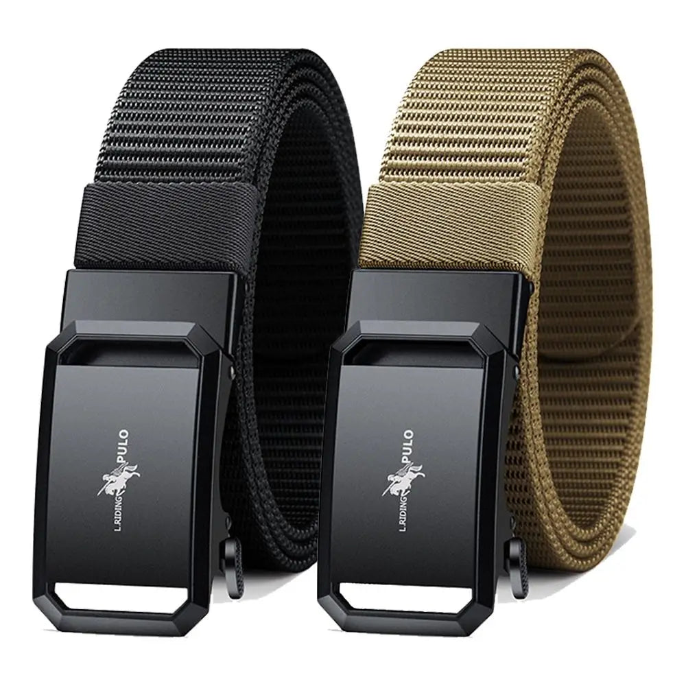 Men Business Belt Nylon Canvas Belt Black Automatic Buckle Belt Casual Simple Wild Style Trendy Jeans Belt