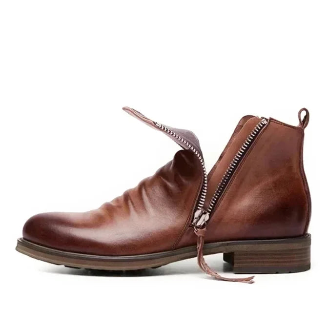 Men's Pu Boots Fashion Chelsea Men's Comfortable High Top Zipper Boots Non-slip Flat  Men's Boots Cowboy