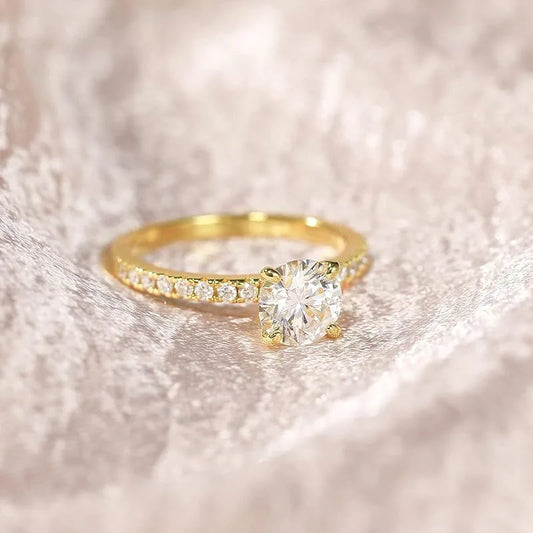 8mm 2ct Moissanite Solitaire Ring 14K Gold Filled Engagement Rings For Women Wedding Party Jewelry Gift