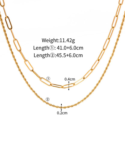 Simple Jewelry 18K Gold Plated Flat Snake Chain Layer Necklace Stainless Steel Snake Rope Chain Necklace Gift