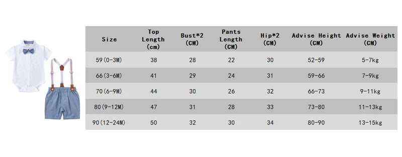Infant Baby Boy Formal Outfit Newborn Gentleman Clothes Toddler Suit Set Short Sleeve Romper Shirt+Pants+BowTie+Suspender Shorts