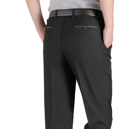 Men's Summer Thin Business Casual Pants Autumn Fashion Solid Gentle Thicken Trousers Male Brand Suit Pant Black Grey GOZBKF