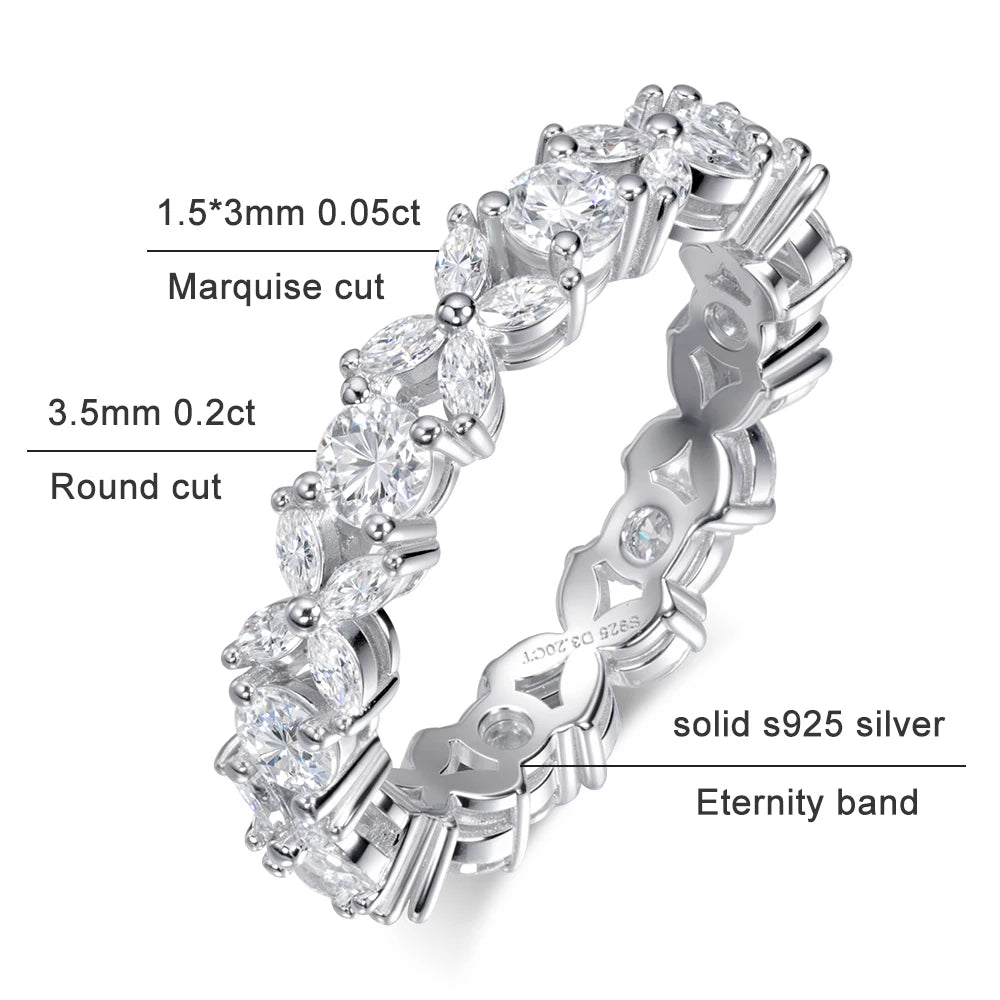 Moissanite Eternity Band Rings for Women Jewelry GRA Certified D Color VVS1 Lab Grow Diamond s925 Sterling Silver Ring