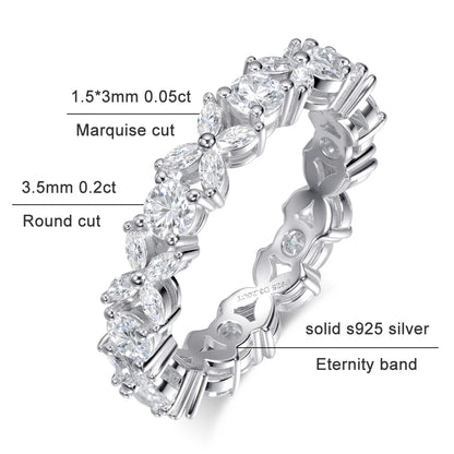 Moissanite Eternity Band Rings for Women Jewelry GRA Certified D Color VVS1 Lab Grow Diamond s925 Sterling Silver Ring
