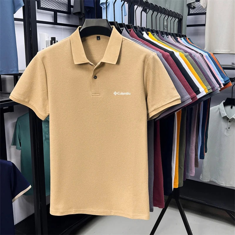 Cotton100% Men's Summer Luxury High Quality Short Sleeves Polo Shirt Letter Printing 25colors Brand T-Shirt Business Men's Wear